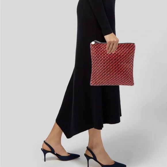 Clare V Red and Black Woven Clutch - Picture 2 of 3
